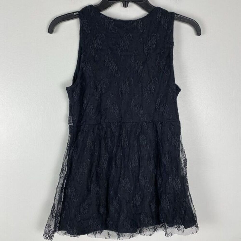 VTG Y2K Fairy Babydoll Whimsygoth Top Black Cottagecore Sz Small Lace Witchy - Picture 5 of 6